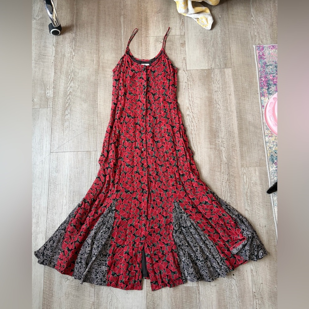 Free People vintage 90s maxi strawberry dress